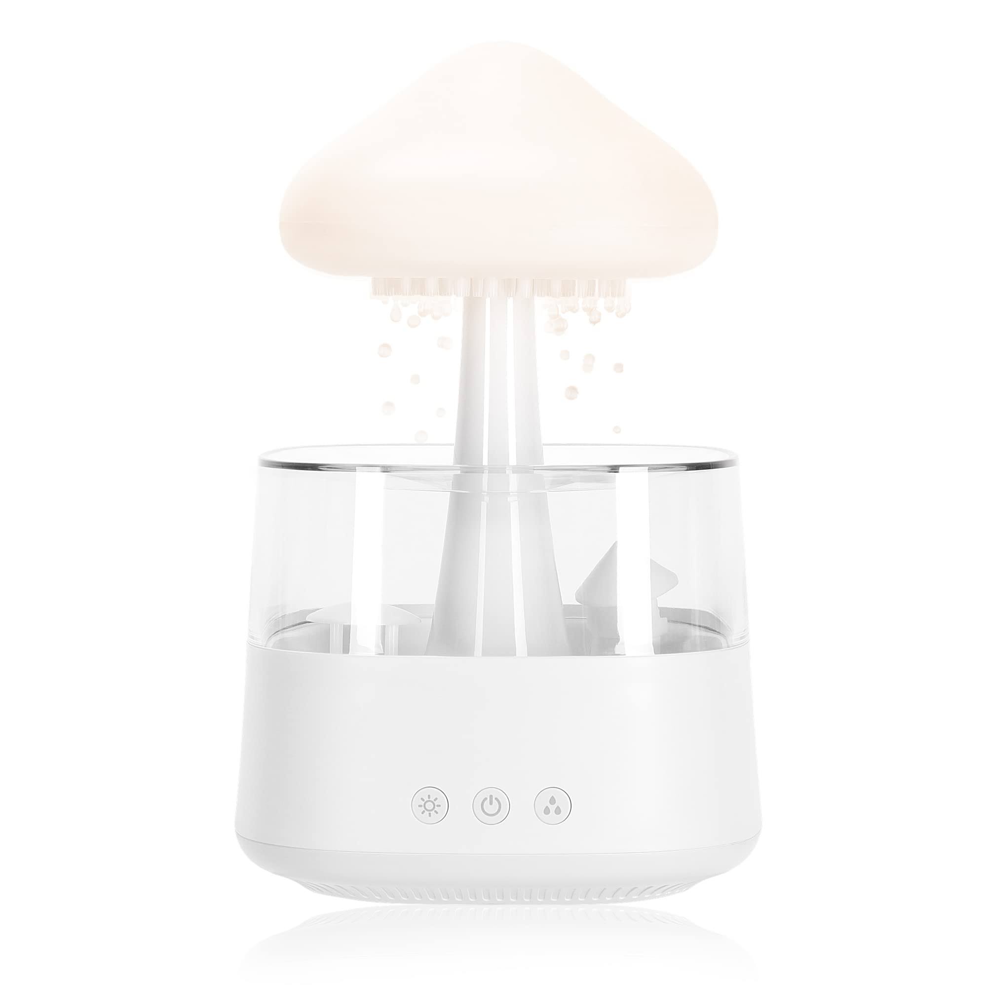 123a153d11a2e1d5390b1b0fc14a6009852354b9ed3fc96b7752be54aca6b5d7.jpg Saunana Rain Cloud Humidifier Water Drip with Adjustable LED Lights White Noise Humidification Desk Fountain Bedside Sleeping Relaxing Mood (White) - Image 1