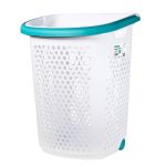 Home Logic 2 Bushel Rolling Plastic Laundry Hamper with Pop Up Handle White