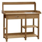 VEIKOUS Wooden Potting Bench Tables 42.1-in x 47.9-in x 15.3-in Natural Potting Bench