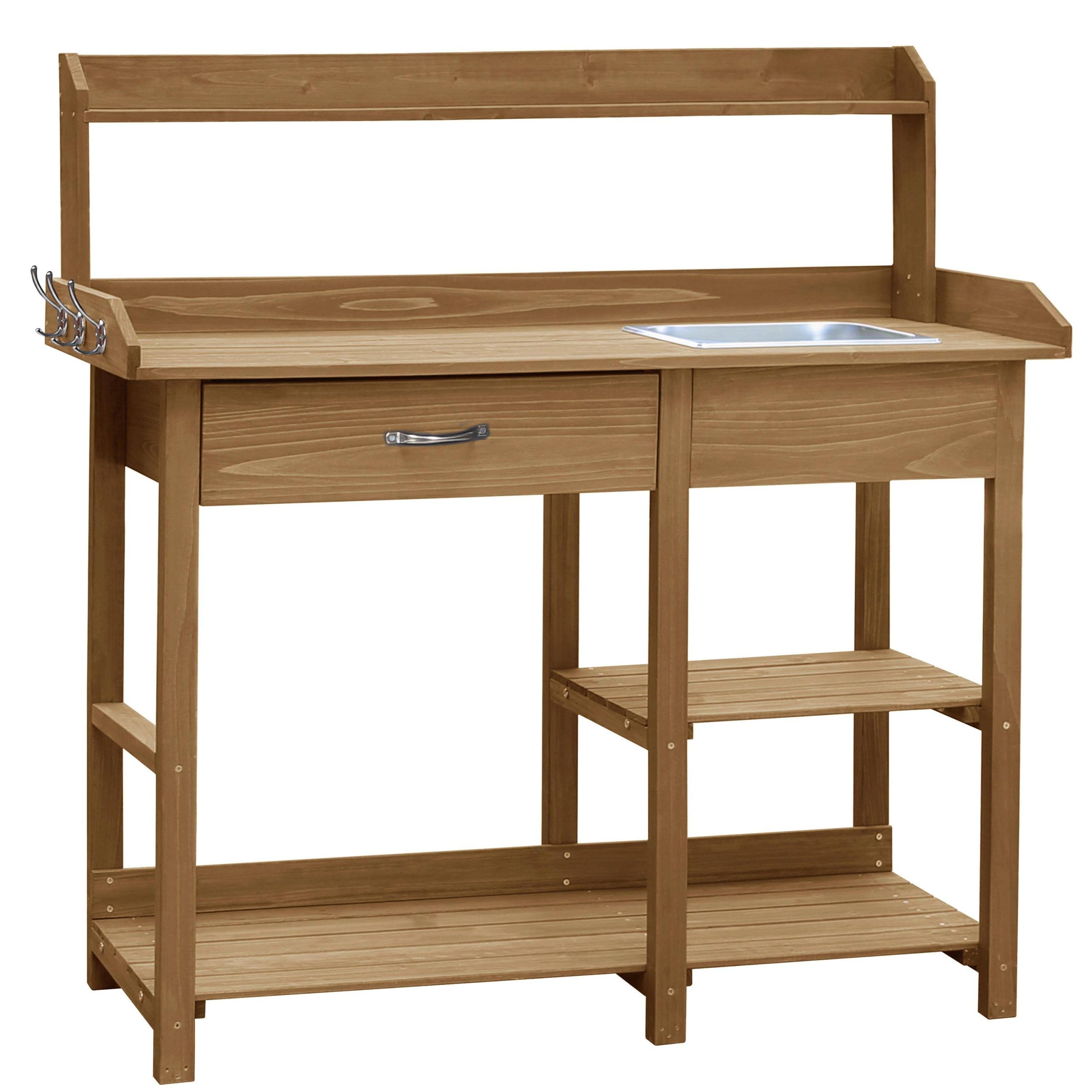 1268ef8f5c79c4adc04bdea5119f00828c517516037c5bc230eedf1a09eba4f3.jpg Veikous Wooden Potting Bench Tables 42.1-in x 47.9-in x 15.3-in Natural Potting Bench - Image 1