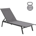 AECOJOY Patio Lounge Chairs, Outdoor Chaise Lounge with Wheels, Dark Grey