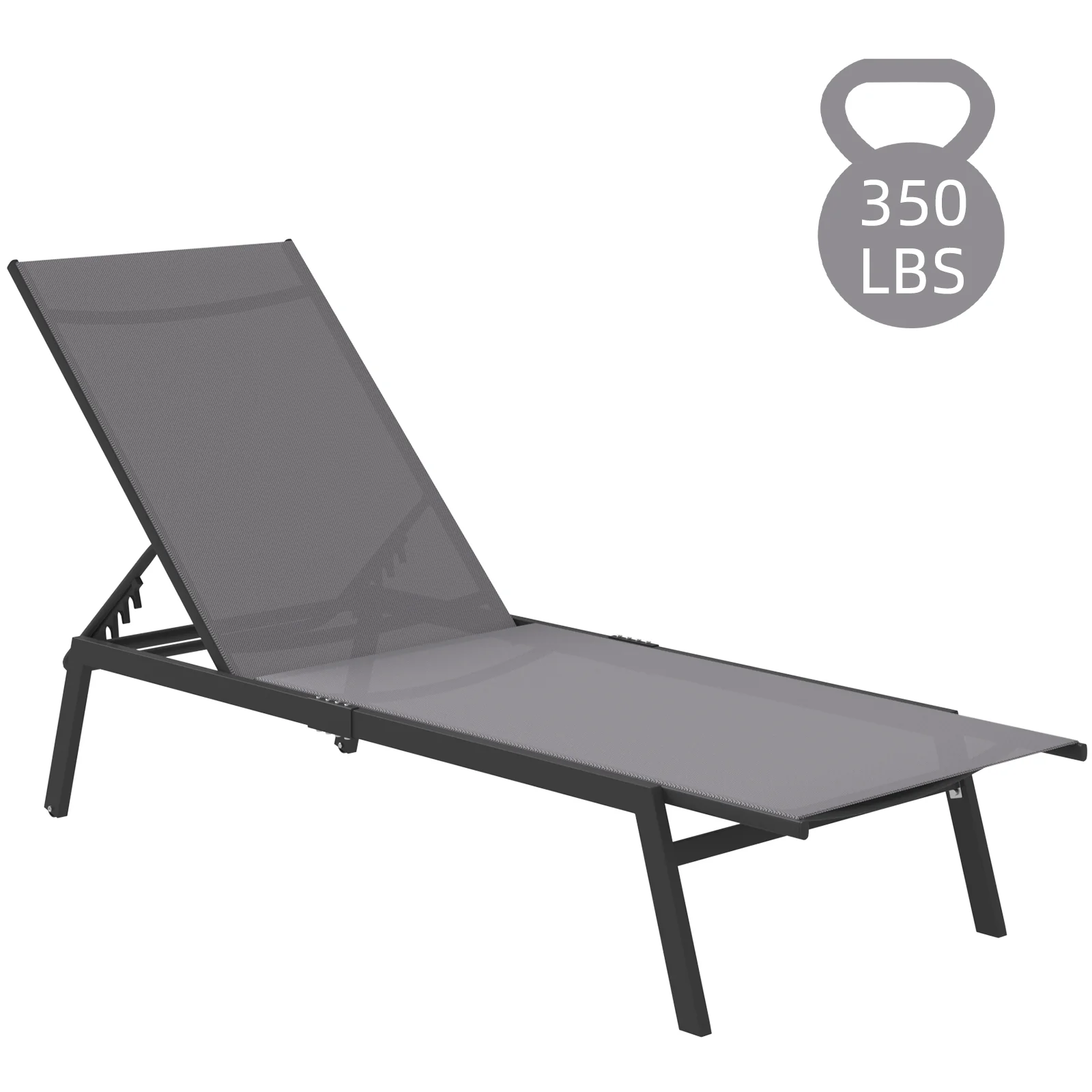 1286fbcd79fb2a03342cb2e84b0011e590e92a8278092c744643d6479d38692e.webp AECOJOY Patio Lounge Chairs, Outdoor Chaise Lounge with Wheels, Dark Grey - Image 1
