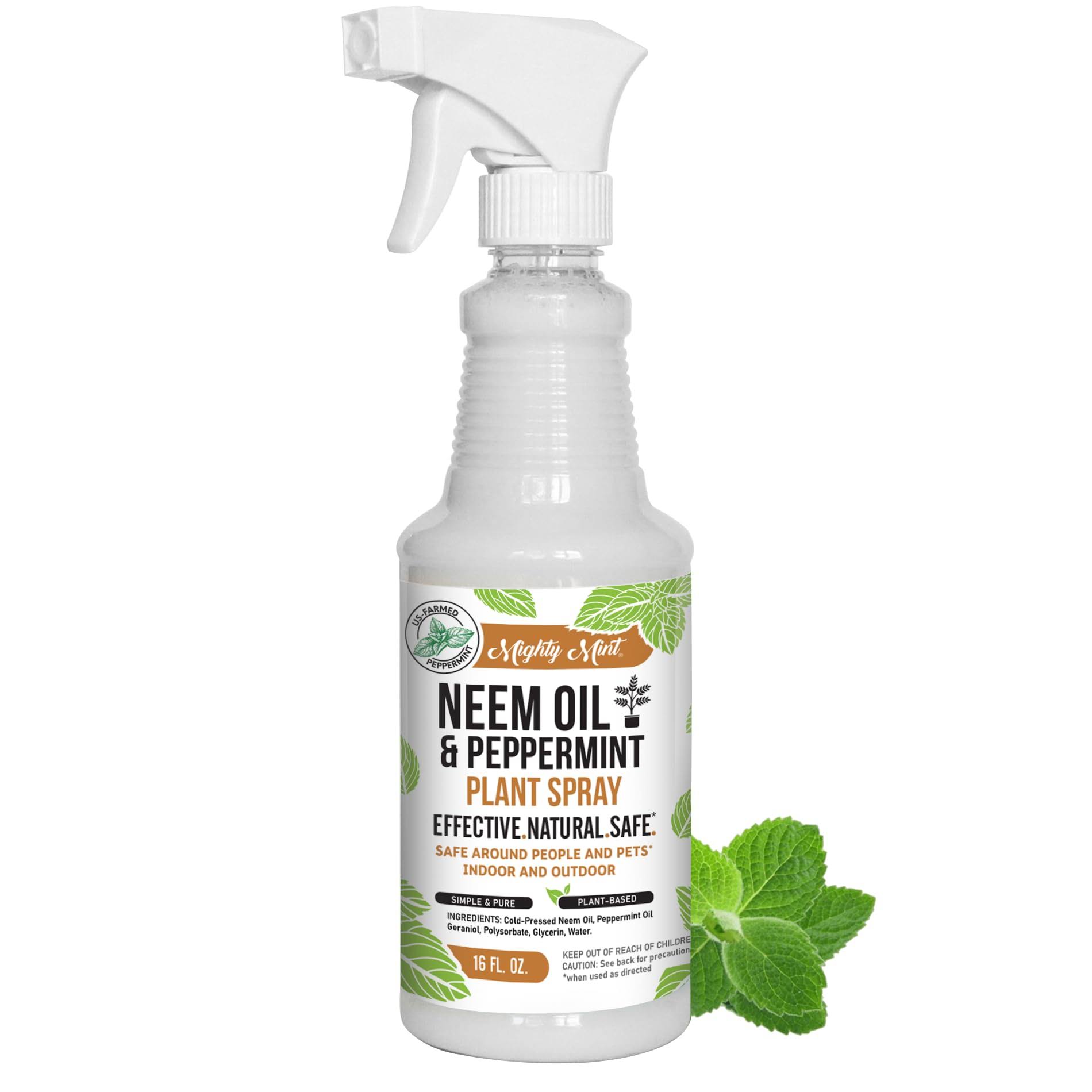 12bf89361fd15906f0ecc8995f9707931a3d05fdafc9059252b0a881625c443d.jpg Neem Oil & Peppermint Cold-Pressed, Natural Plant Spray, 16oz - Image 1