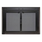 Uniflame Gregory Black Cabinet-Style Fireplace Doors with Smoke Tempered Glass, Small