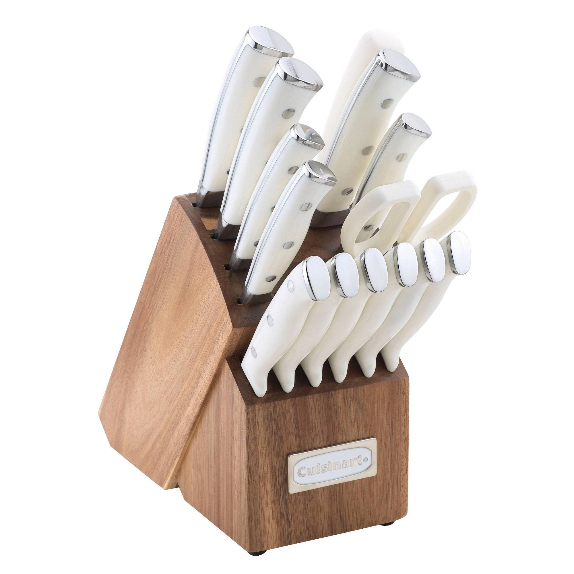 1318b1dbb4a49804bb37c4291cc1417b940b1be5945b08edbe89416e9bc4e6a9.jpg Cuisinart Classic 15pc White Triple Rivet Knife Block Set - C77WTR-15P2 - Image 1