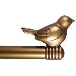 Cute Bird Curtain Rod Decorative Adjustable Designer Rod, 3/4" Diameter - 28"-48" - Renaissance Gold