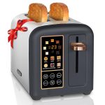SEEDEEM Toaster 2 Slice, Stainless Steel Bread Toaster with Touch LCD Display, 50% Faster Heating Speed, 6 Bread Selection, 7 Sh