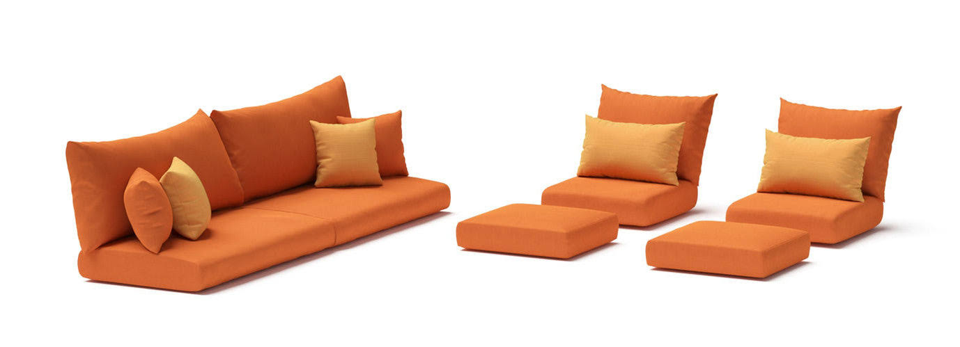 136cf513c760c7c1e58c0f226623f75516ad2fe2d33e709b357a9a46e1027278.jpg RST Brands - Modular Outdoor 8 Piece Sunbrella Club Cushion Cover Set - Tikka Orange | Recreation Outfitters - Image 1