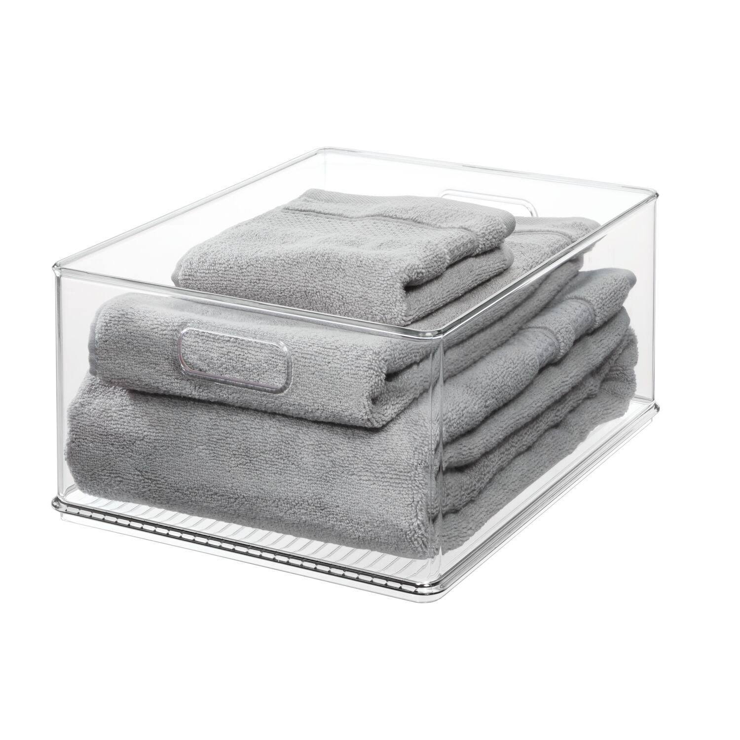 138c60064c7f0c2930dc185b7fda3a664c83f70f82c411173c4ac21ad0cd8144.jpg iDesign Large Stackable Closet Bin Clear, 14" x 18" x 8-3/4" H | The Container Store - Image 1