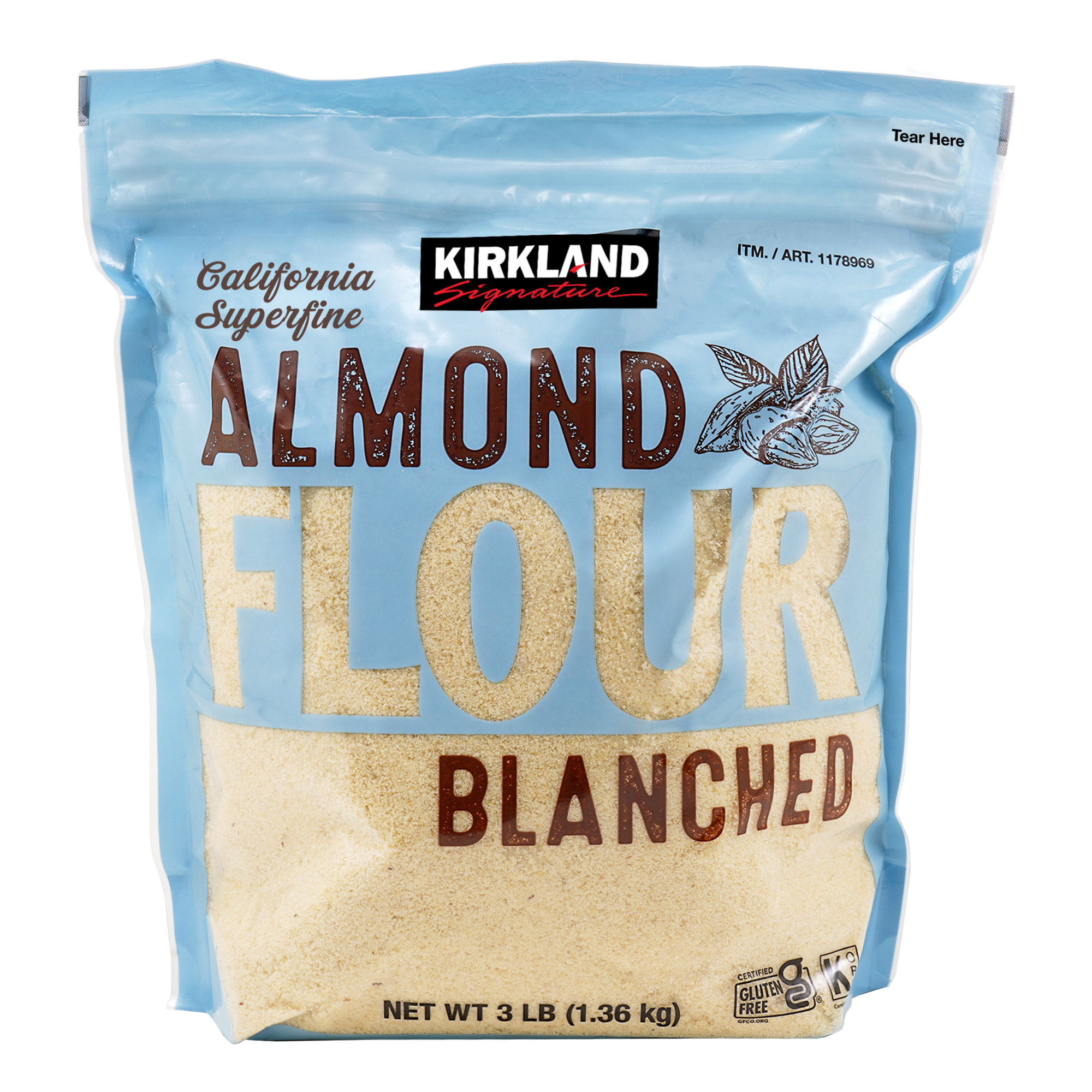1391496d0c9738744bcd9670b0d68f59a2f9835daa909e071b3c0b57ad3ba77b.jpg Kirkland Signature, Almond Flour, 3 lb - Image 1