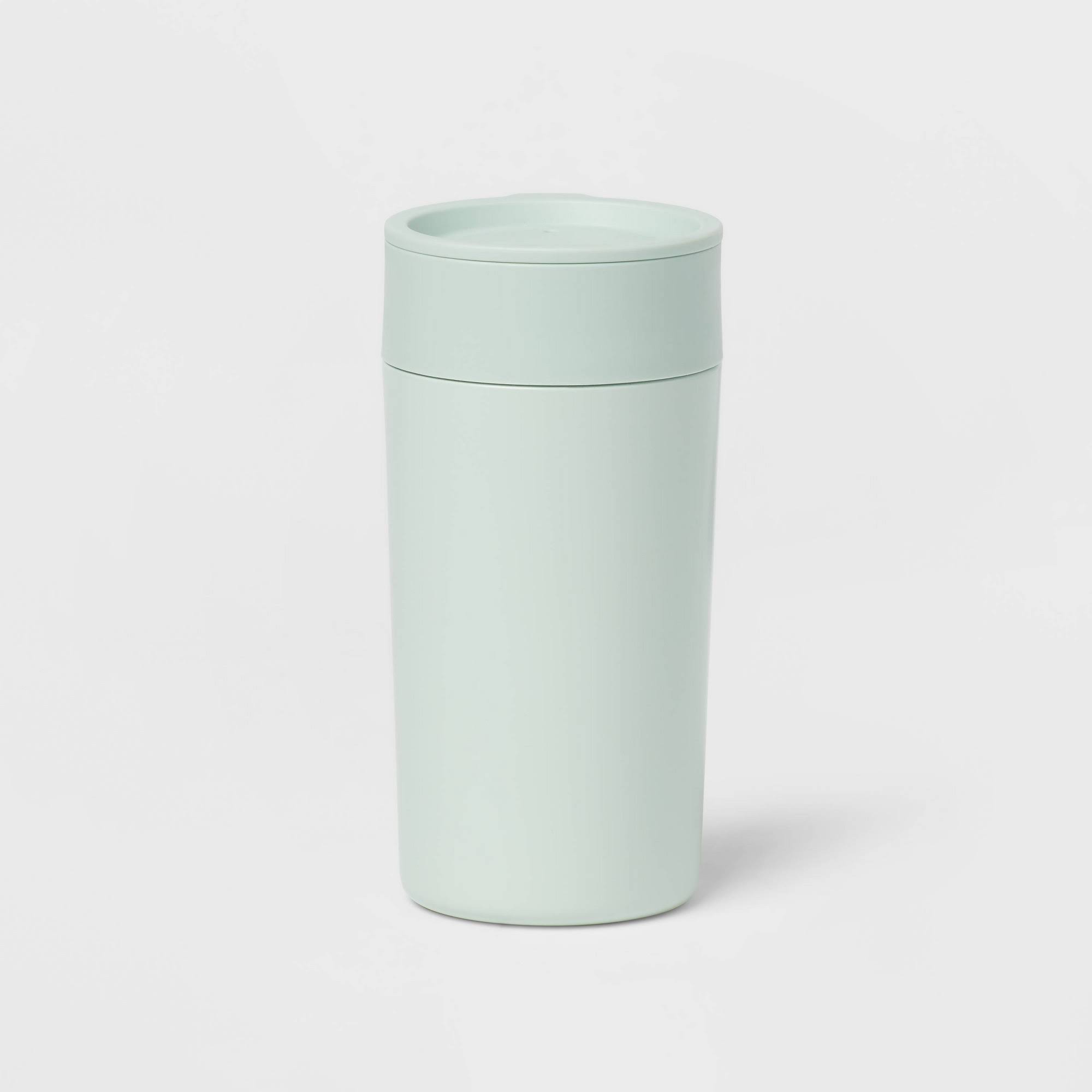 13944108d1e3ff207f4c88deb29a22817f3d12dcd7479cba7b2c2c8a3389a334.jpg Room Essentials Double Wall Coffee Tumbler - Mint - 12 oz - Image 1