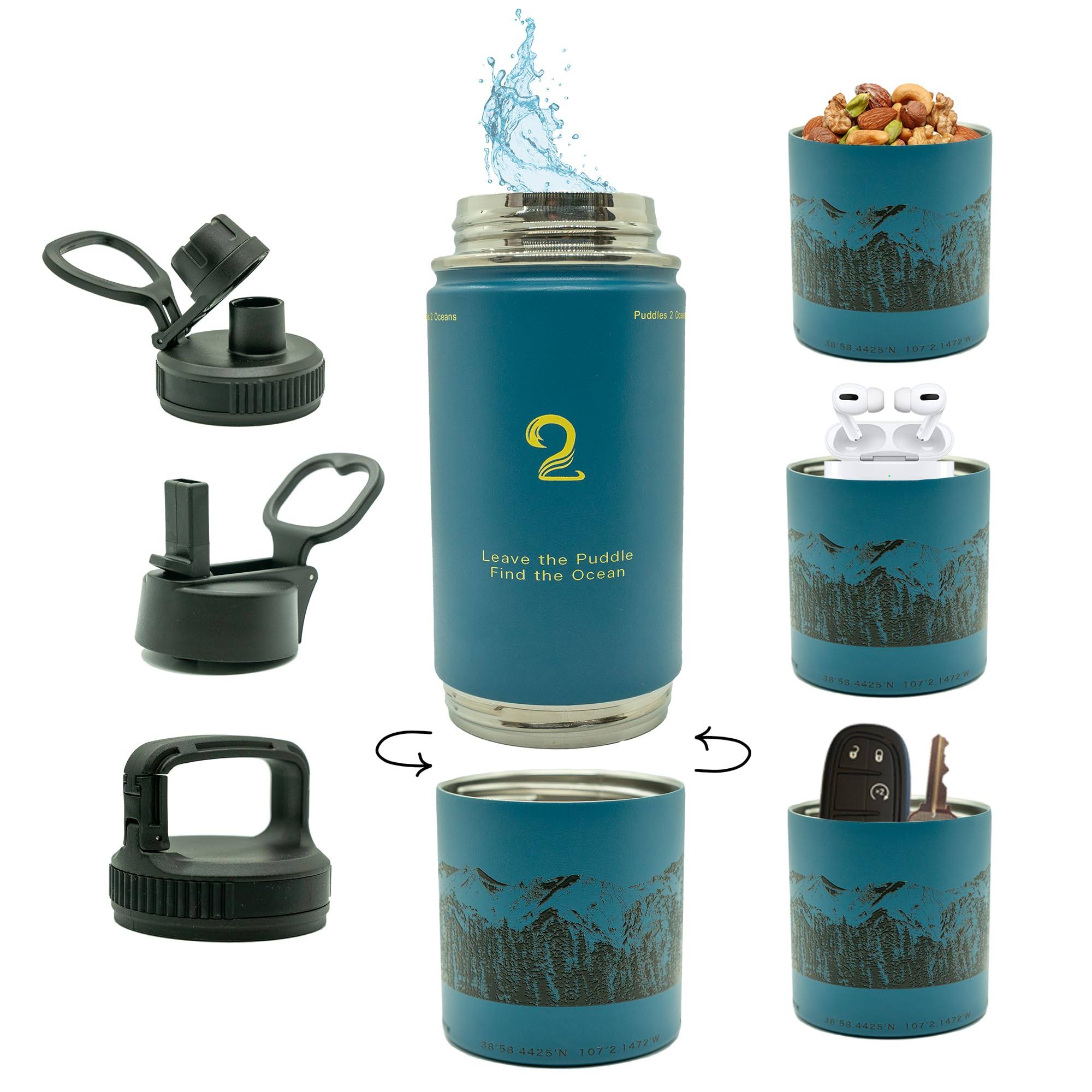 13efd76591f2f0e9f438562b150d19528417d59cf2959e244587a3a430991b00.jpg Water Bottle with Snack Compartment, 26oz Kids Water Bottle, Stainless Steel Insulated Water Bottle, Snack Containers for Kids, Hiking Water Bottle, - Image 1