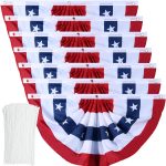American Flag Bunting Patriotic Pleated Fan Flag USA Flags with Brass Grommets and Zip Ties for 4th of July Memorial Day Decoration Outdoor (7,