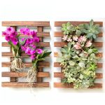 ShopLaLa Wall Planter - 2 Pack Wooden Orchid Planter Frame Display Outdoor Plants, Wall Mount Air Plants Succulent Holder Hanger, Metal