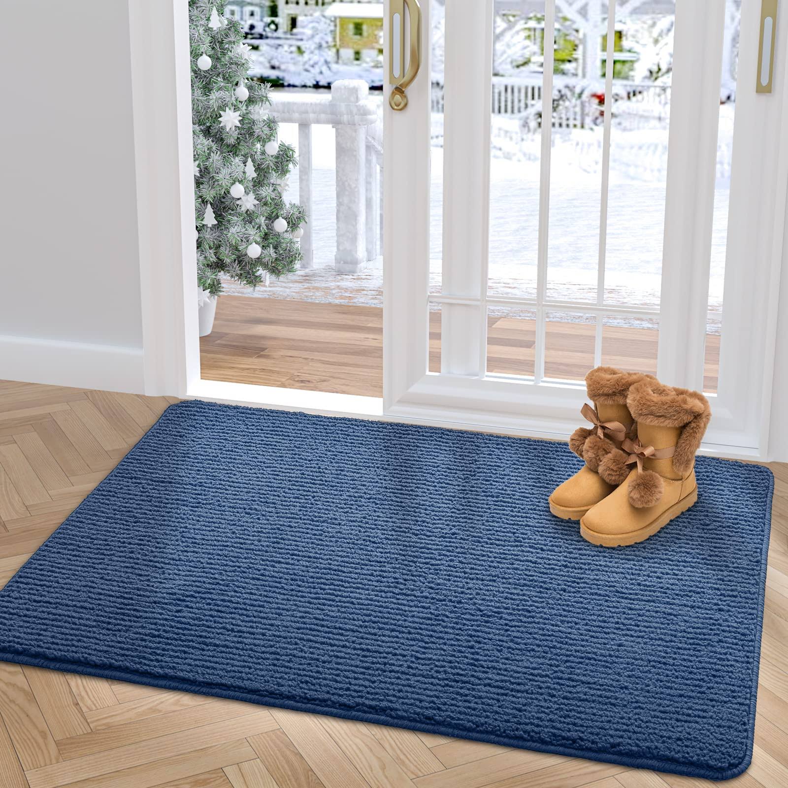 142bd26b5141474f84d6513a712bc7fdecac3c87d278259aba321cdb6db3e843.jpg DEXI Door Mat Entryway Doormat Front Entrance Non-Slip Low Profile Washable for Inside Entry 23.5"x35.5",Blue - Image 1
