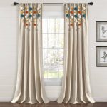 Lush Decor Boho Pom Pom Tassel Linen Window Curtain Panel Turquoise/Orange Single 52x84
