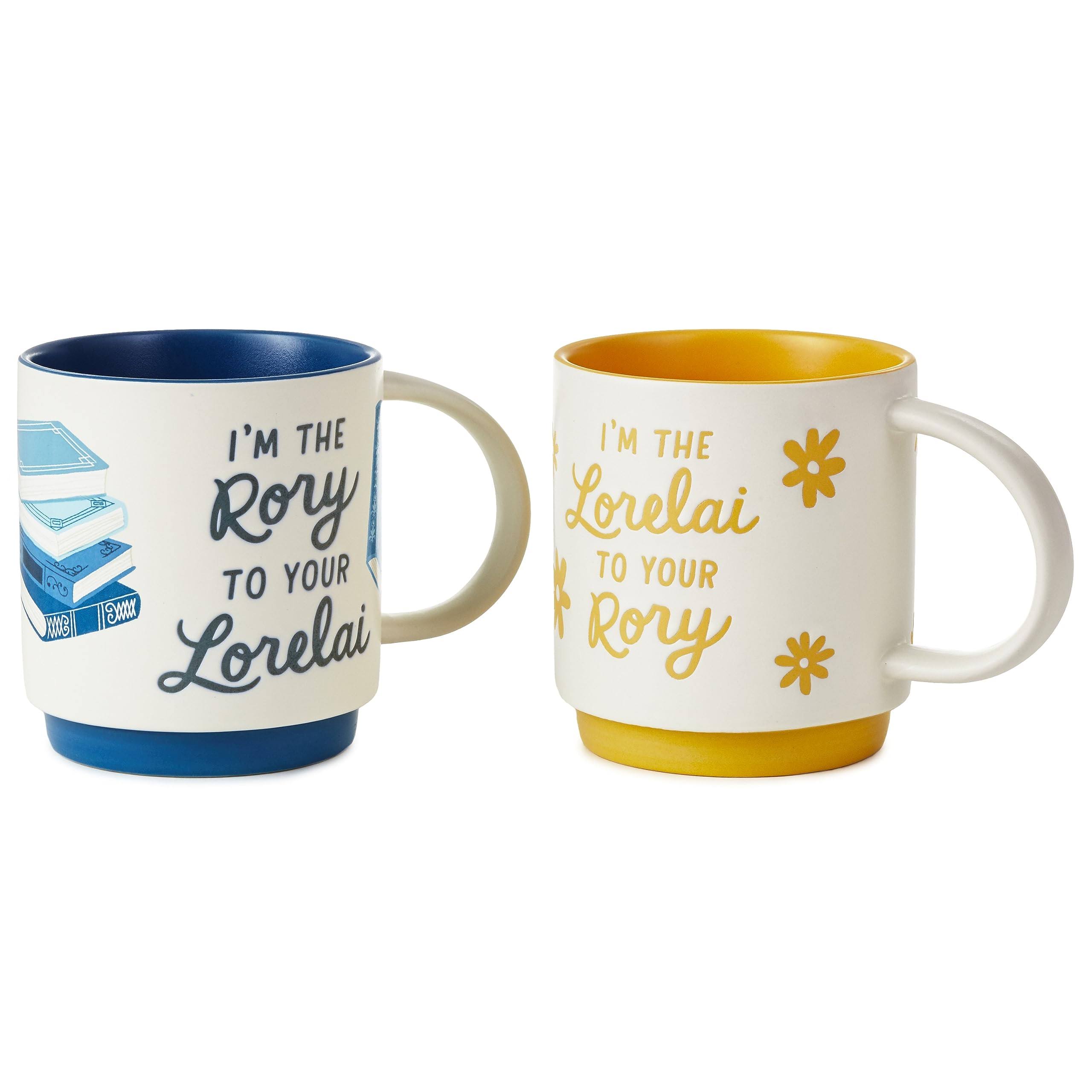 1447015f4f6b605579f441dfda2203fe05debf4dd60b78de50a5a866bdaf5dca.jpg Hallmark Gilmore Girls Lorelai and Rory Stacking Mugs, Set of 2 - Image 1