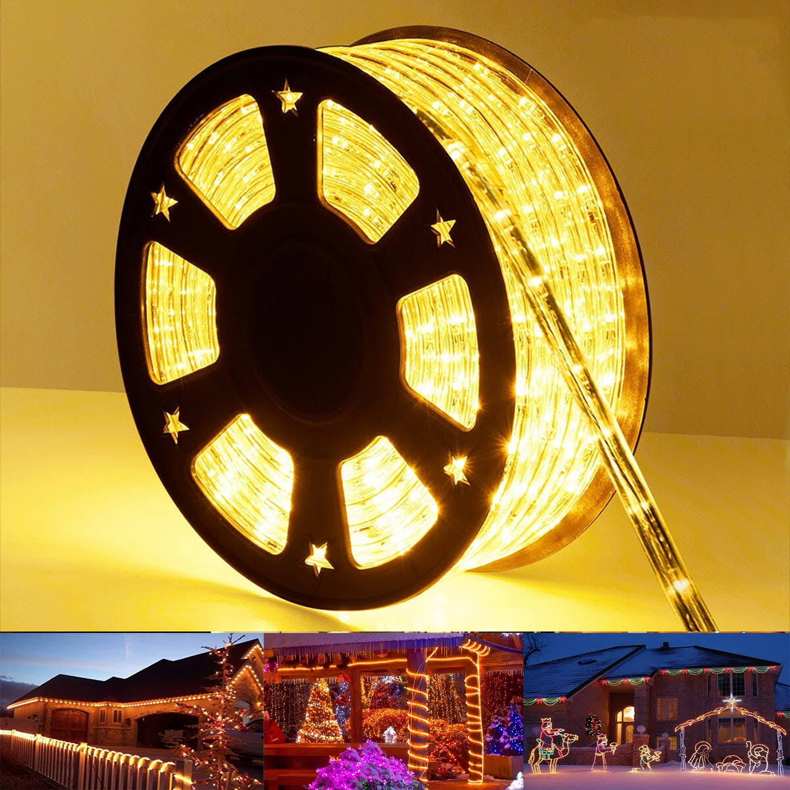 144b68674632d82ac9a1e8a8c09decf2fbf23f32f1f89d1cd23aea7aebb31382.jpg Jnaurb 100ft LED Rope Lights Outdoor, 720 LED Connectable and Flexible Tube Lights with 8 Modes, Waterproof LED Rope Lighting for Garde - Image 1