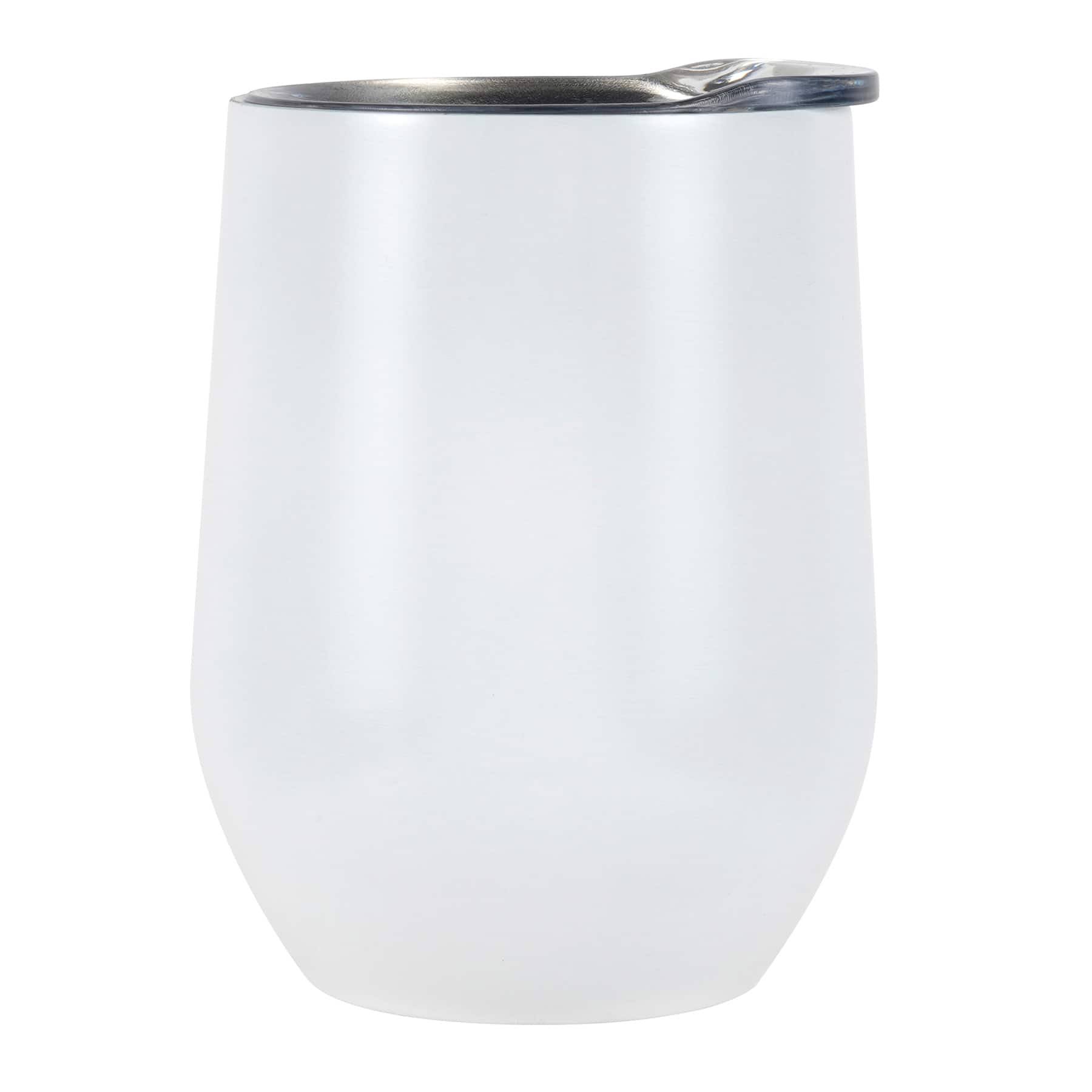 1459bec7e395be6bd9e4f0d92219fe0a623cec13e93e819567e446692ca2df3b.jpg ArtMinds 12-Ounce Stainless Steel Wine Tumbler - White - Image 1
