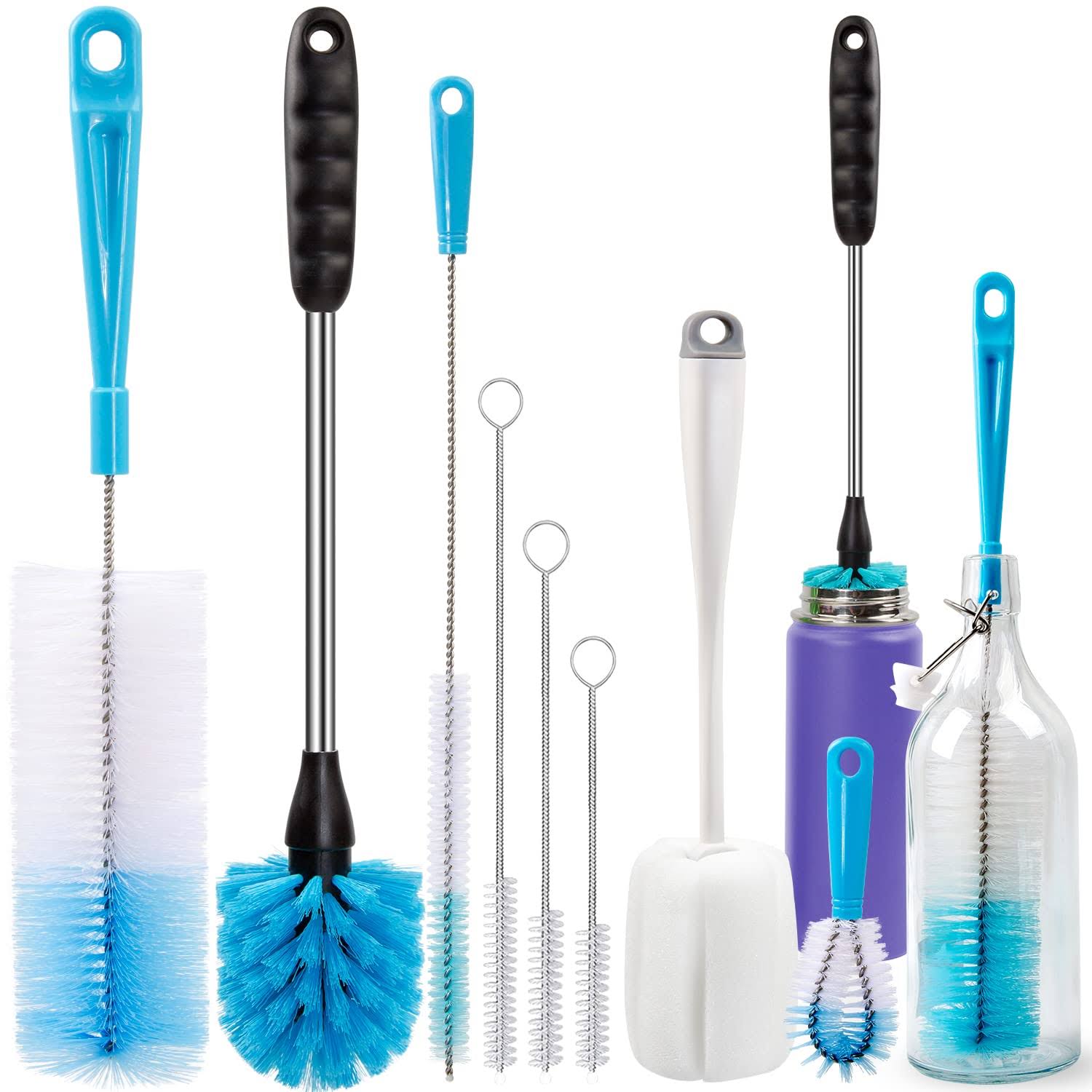 1460820e13ca4dc0d8e03815bfeb50dea8e801b2f2b1e9a86e46cb871aa8ca28.jpg Holikme 8 Pack Bottle Brush Cleaning Set,Long Handle Bottle Cleaner for Washing Narrow Neck Beer Bottles, Wine Decanter, Narrow Cup,Pipes, Hydro Flask - Image 1