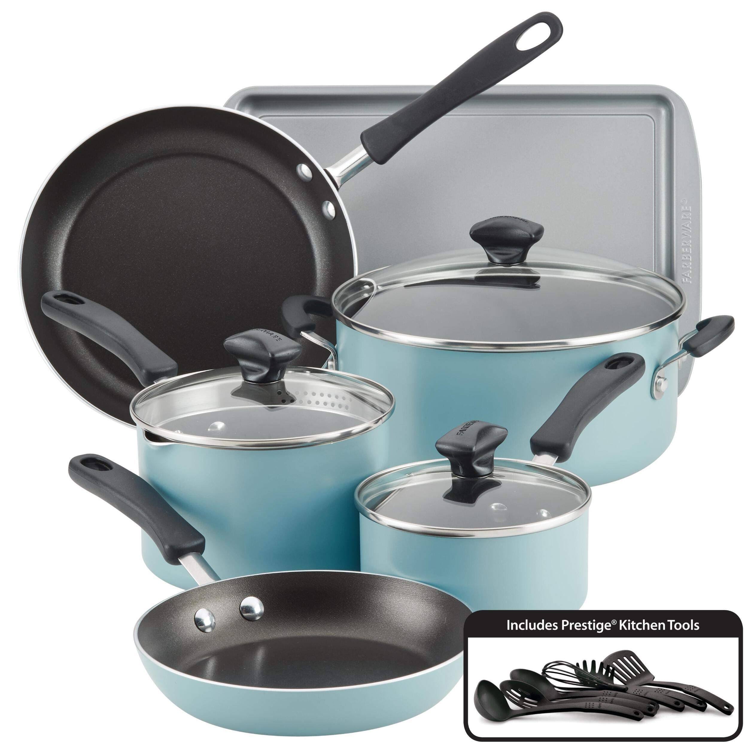 1460ca90506b90e044deffbb02f0d3de495ba657d9a76148f20c8cb04665ecaa.jpg Farberware Cookstart DiamondMax Cookware Set, 15 Pieces - Image 1