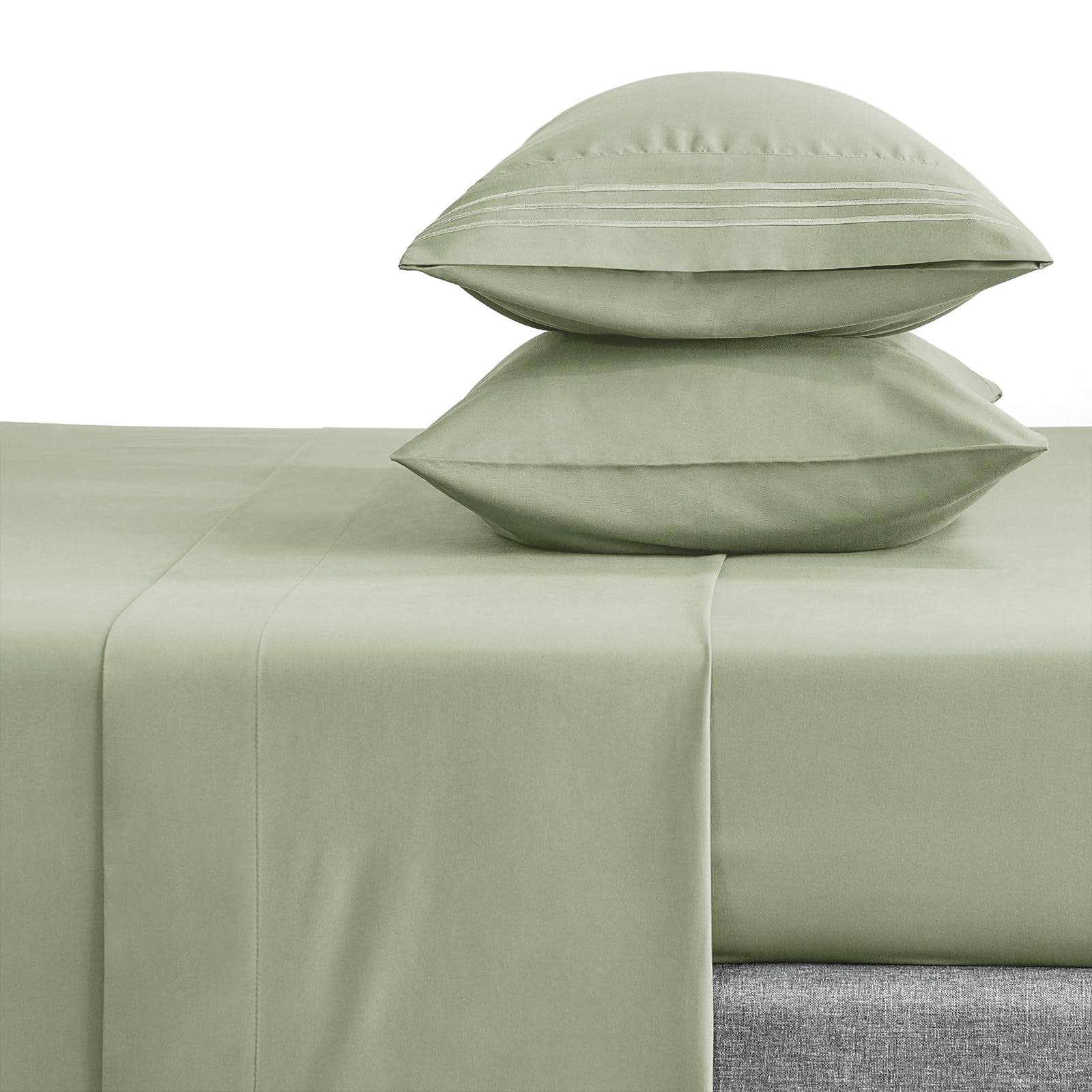1460ffabf074799c8d854451e3d836405f6042cce8de47a44a3075d002bb83d9.jpg CozyLux Queen Bed Sheets Set 1800 Series 4-Piece Embroidered Double Brushed Microfiber Sheets 16" Deep Pocket Hotel Soft Luxury Bedding Sheet Set, - Image 1