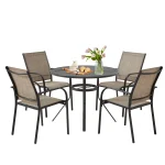 AECOJOY 5 Piece Patio Table and Chair Set for 4, Outdoor Dining Set with 1.73" Umbrella Hole