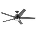Harbor Breeze Flanagan II 52-in Matte Black Color-Changing Indoor Ceiling Fan with Light and Remote (5-Blade)