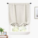 DriftAway Blackout Linen Textured Solid Basic Room Darkening Thermal Insulated Tie Up Adjustable Balloon Rod Pocket Linen Curtains for Small Window