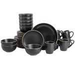 Gibson Home Rockaway 32-Piece Dinnerware Set Black