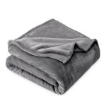 Bare Home Microplush Fleece Blanket, Throw/Travel - Grey
