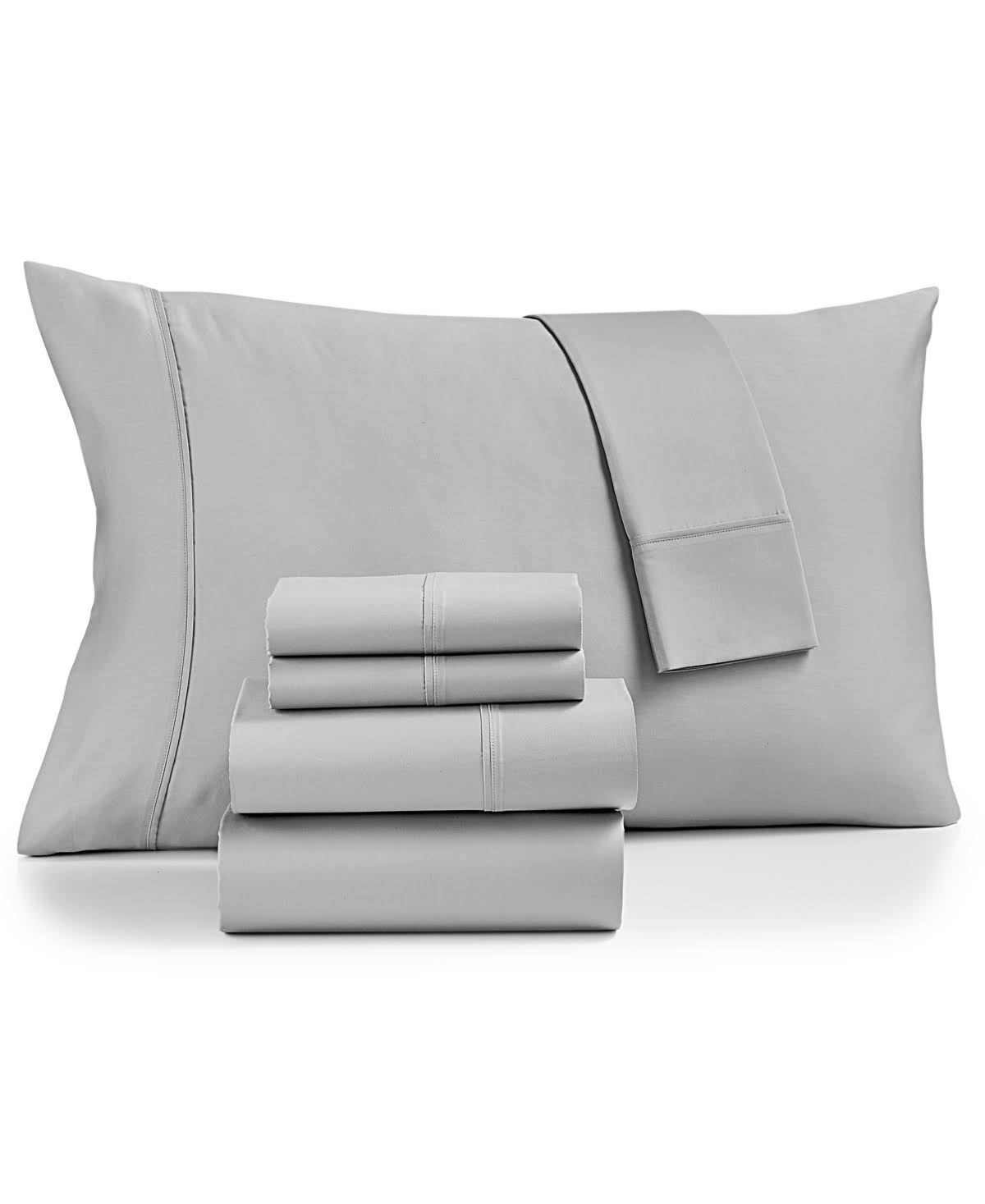 14c6ccf6a1726b104fd92c9c029a310553e1555c9dfcaa3705a2caa1d407e0dc.jpg Fairfield Square Collection Brookline 1400-Thread Count 6-Pc. King Sheet Set - Light Grey - Image 1