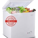 Krib Bling Chest Freezer 5.0 CU.FT Mini Adjustable 7 Thermostat Compact Deep Freezer Top Door Low Noise with Removable Basket White