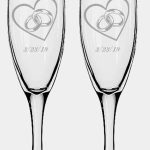 Gifts Infinity Wedding Champagne Flutes Set of 2 Toasting Glasses (Hearts with Rings), Size: One Size
