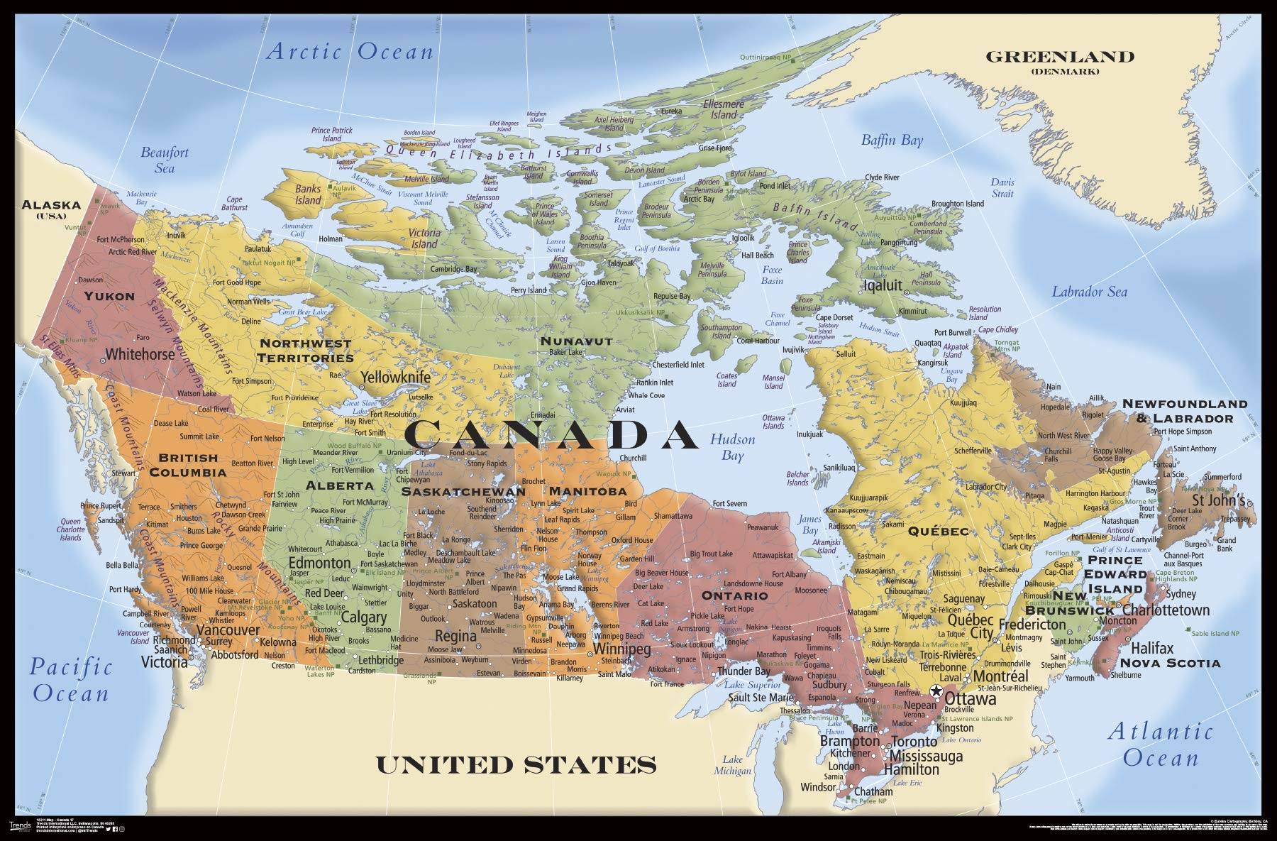 14e33efaf030ceb65b4520eff17731831a665573709069a119fa44258cec68e7.jpg Map - Canada Wall Poster, 22.375 inch x 34 inch, Size: 22.375 x 34 - Image 1