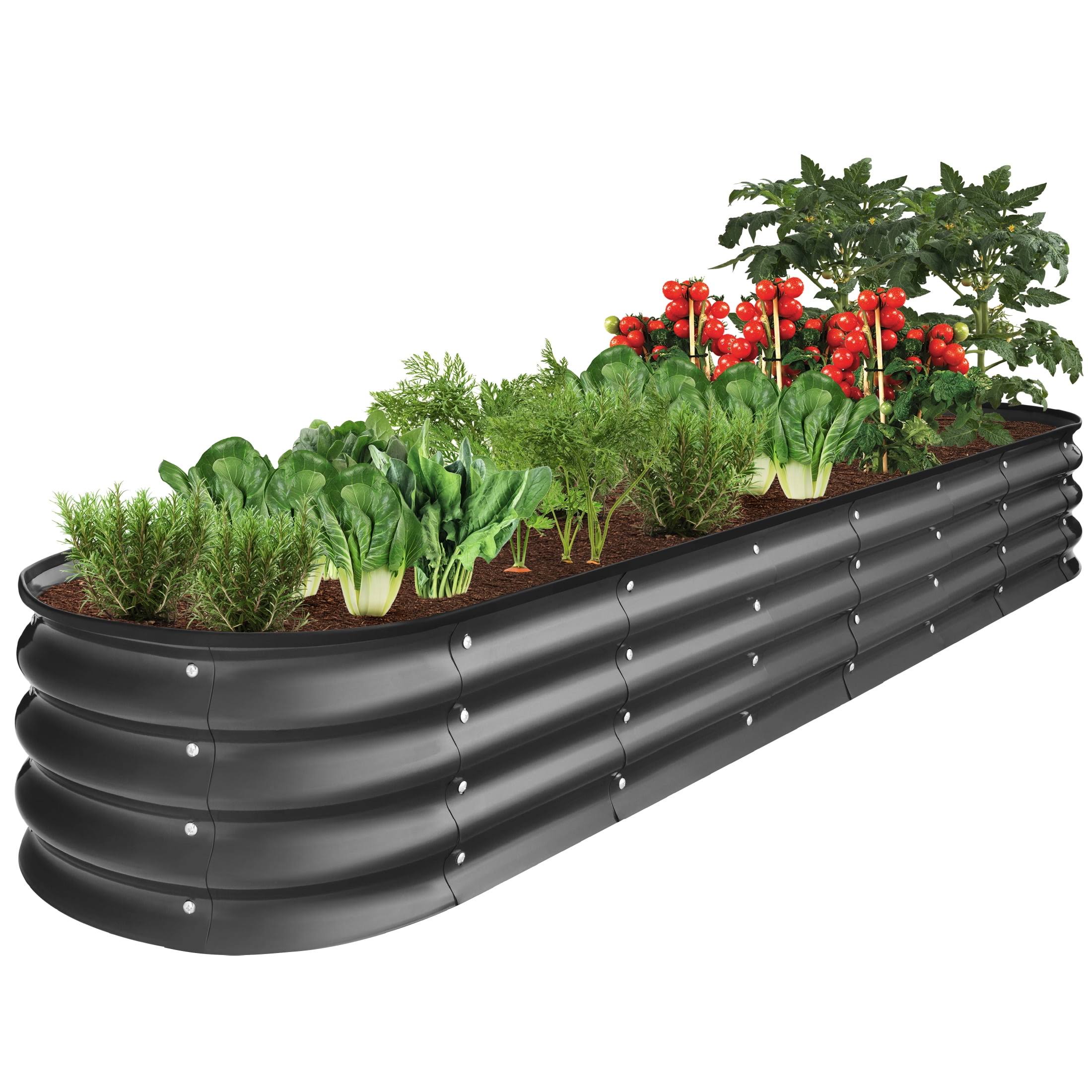 14ea222d303de0725c0bac9ebe8bc3340502081ac7d1600d78354a678afbfcef.jpg Best Choice Products 8x2x1ft Outdoor Metal Raised Oval Garden Bed, Planter Box for Vegetables, Flowers - Charcoal - Image 1