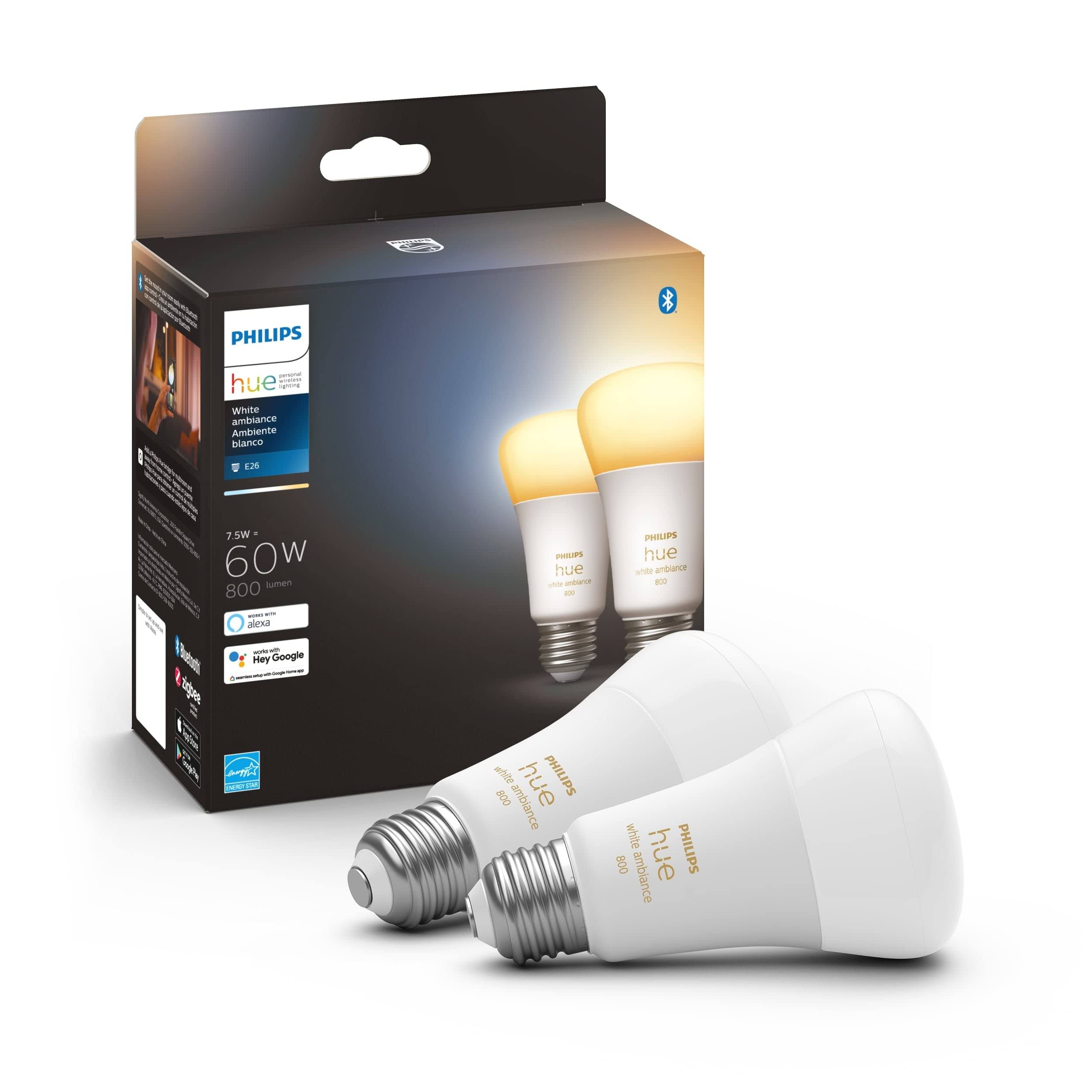 14eaf7e107633a7e4a2394a2ad6ef3c671d4fe968ff38bd22f220fa802afc285.jpg Philips - Hue White Ambiance A19 Bluetooth Smart LED Bulb (2-Pack) - Adjustable White - Image 1