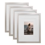 KINLINK 11x14 Picture Frames Silver - Wood Frames with Acrylic Plexiglass for Pictures 5x7/8x10 with Mat or 11x14 Without Mat,Tabletop and Wall