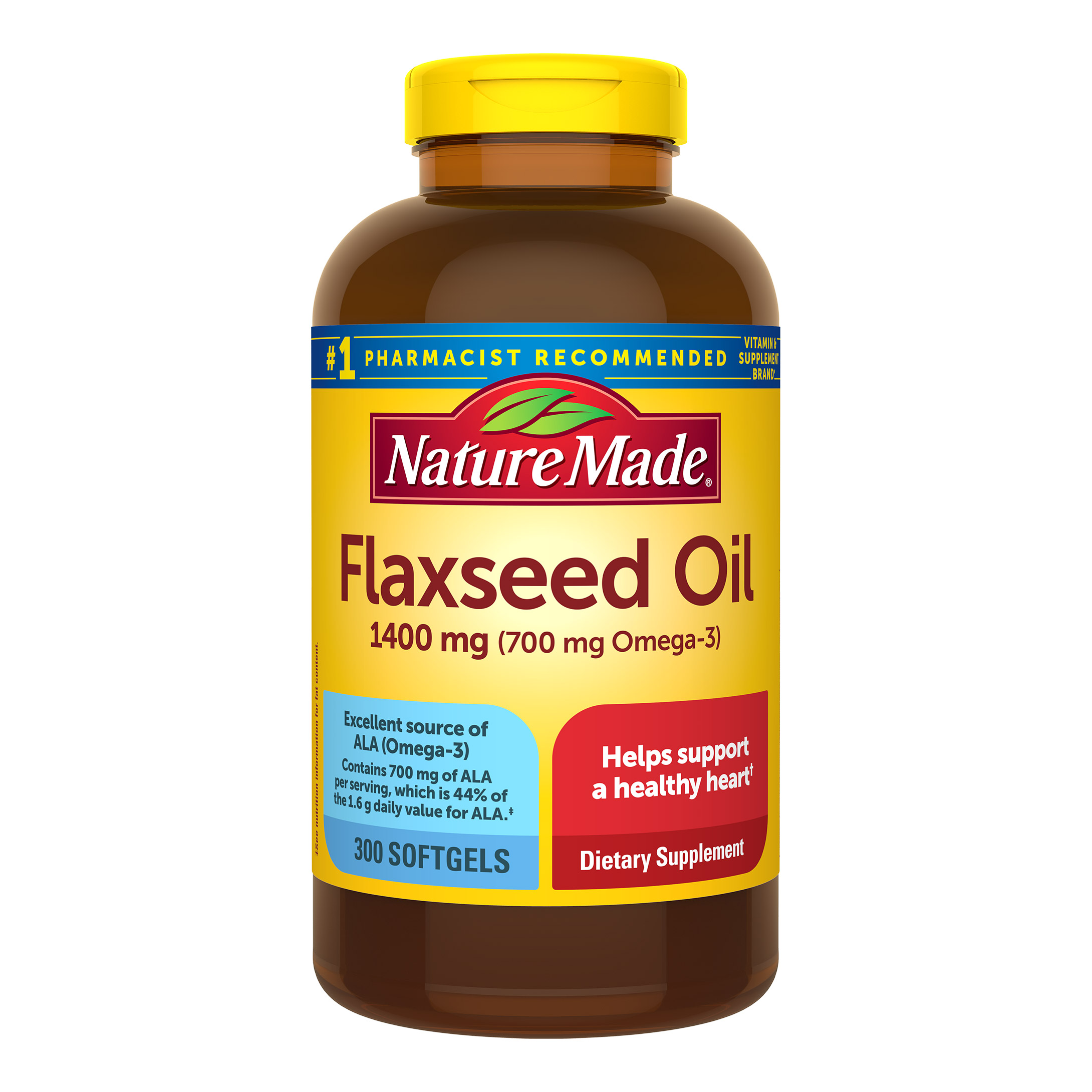 14f5a83fecb2a9423cad6964eafe67550a90d14032ec04682d08f270c1e44bfb.jpg Nature Made Flaxseed Oil 1400 Mg, 300 Softgels - Image 1