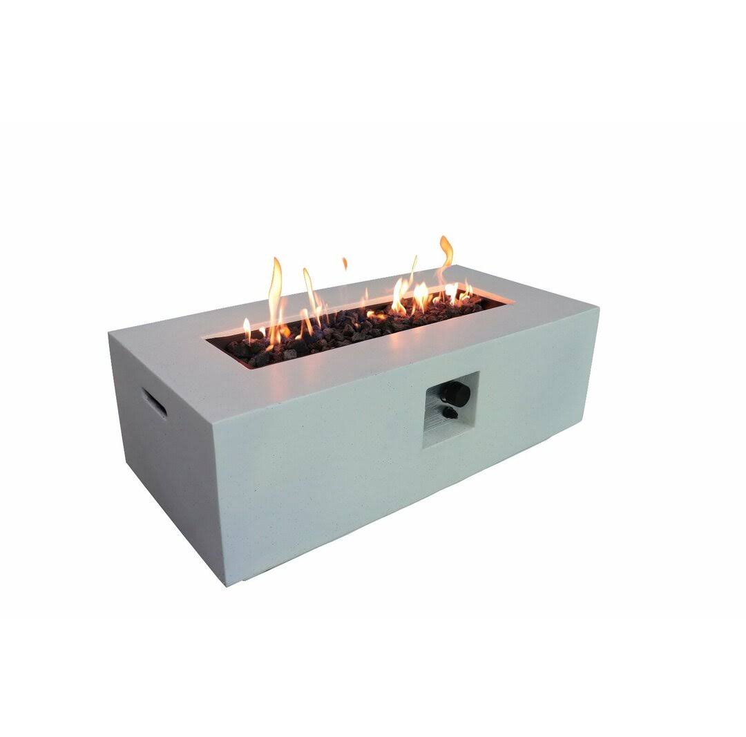 14fb6b7726f82948987405a63ff7f8f75584309f4dc07789d3b82a404e1b648a.jpg Rashid Rectangle Fire Pit Table Size: 16"H x 42"W x 20"D Finish: White Stone - Image 1