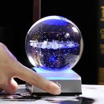 Qianwei 3D Solar System Crystal Ball with LED Colorful Lighting Touch Base, Solar System Model Decor Science Astronomy Gifts God Bless The World