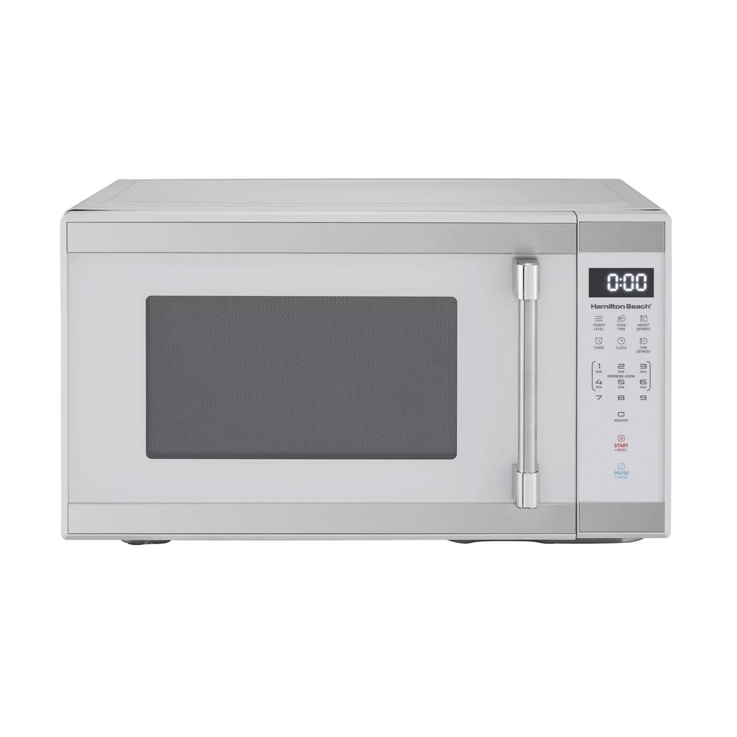 1549146381187219c5a18c9562e1d8fe2c9e46b9774f786c0d71fd122b5d1a5b.jpg Hamilton Beach 1.1 Cu. ft. Countertop Microwave Oven, 1000 Watts, White Stainless Steel, Size: Mid-Size - Image 1