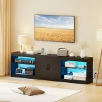 Tangkula TV Stand for TVs up to 85 Inches LED Entertainment Center with Power Outlets