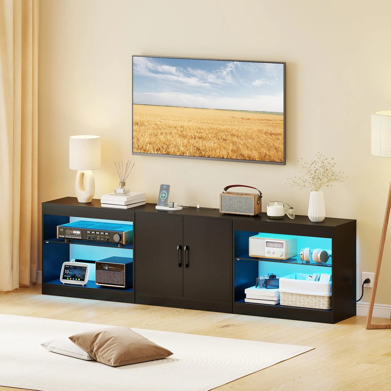 155f353e51edba824693bf5944646ff60c1768df7acab4009a72d63026f3721c.webp Tangkula TV Stand for TVs up to 85 Inches LED Entertainment Center with Power Outlets - Image 1