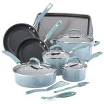 Rachael Ray Gradient Sky Blue Hard Enamel Nonstick Cookware Set, 14 PC