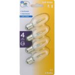 Great Value LED 0.75 Watts Soft White Clear C7 Candelabra Base Bulbs, 4 Count, Size: 4 Bulbs