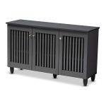 Baxton Studio Fernanda Dark Gray 3-Door Wooden Entryway Shoe Storage Wide Cabinet