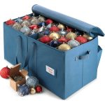 Hearth & Harbor Large Christmas Ornament Storage Box with Adjustable Dividers for 128 Holiday Ornaments or Decorations