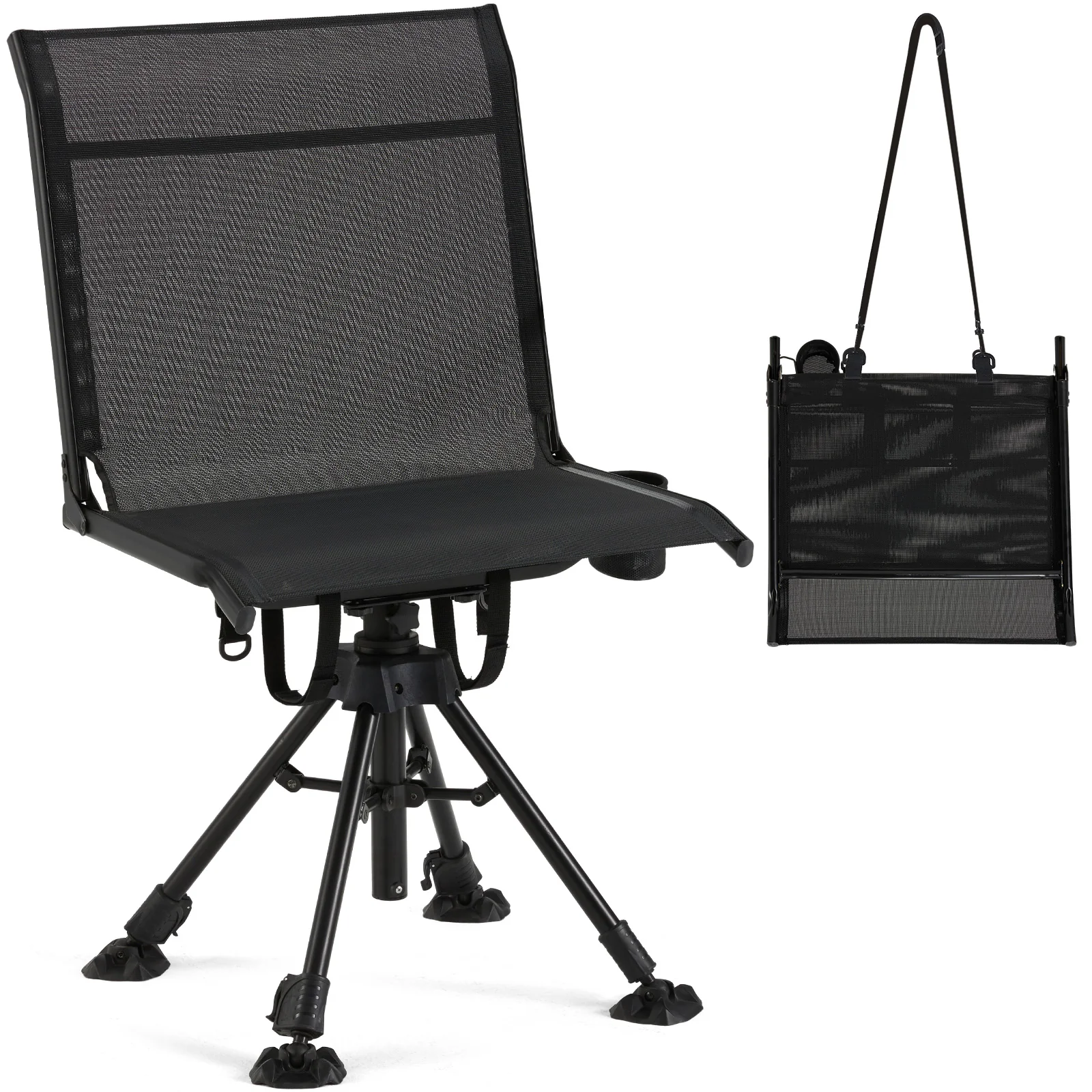 161b06d5bd8800255610ae11d23dc1cae55bea26dac012a5e0e11a1fe466cc24.webp AECOJOY Hunting Chair Without Armrests, Lightweight Foldable Design, 360° Swivel for Blinds & Outdoor Use - Image 1