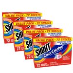Shout Color Catcher Sheets for Laundry, Allow Mixed Washes, Prevent Color Runs, and Maintain Original Color of Clothing, 72 Count - Pack of 4 (288